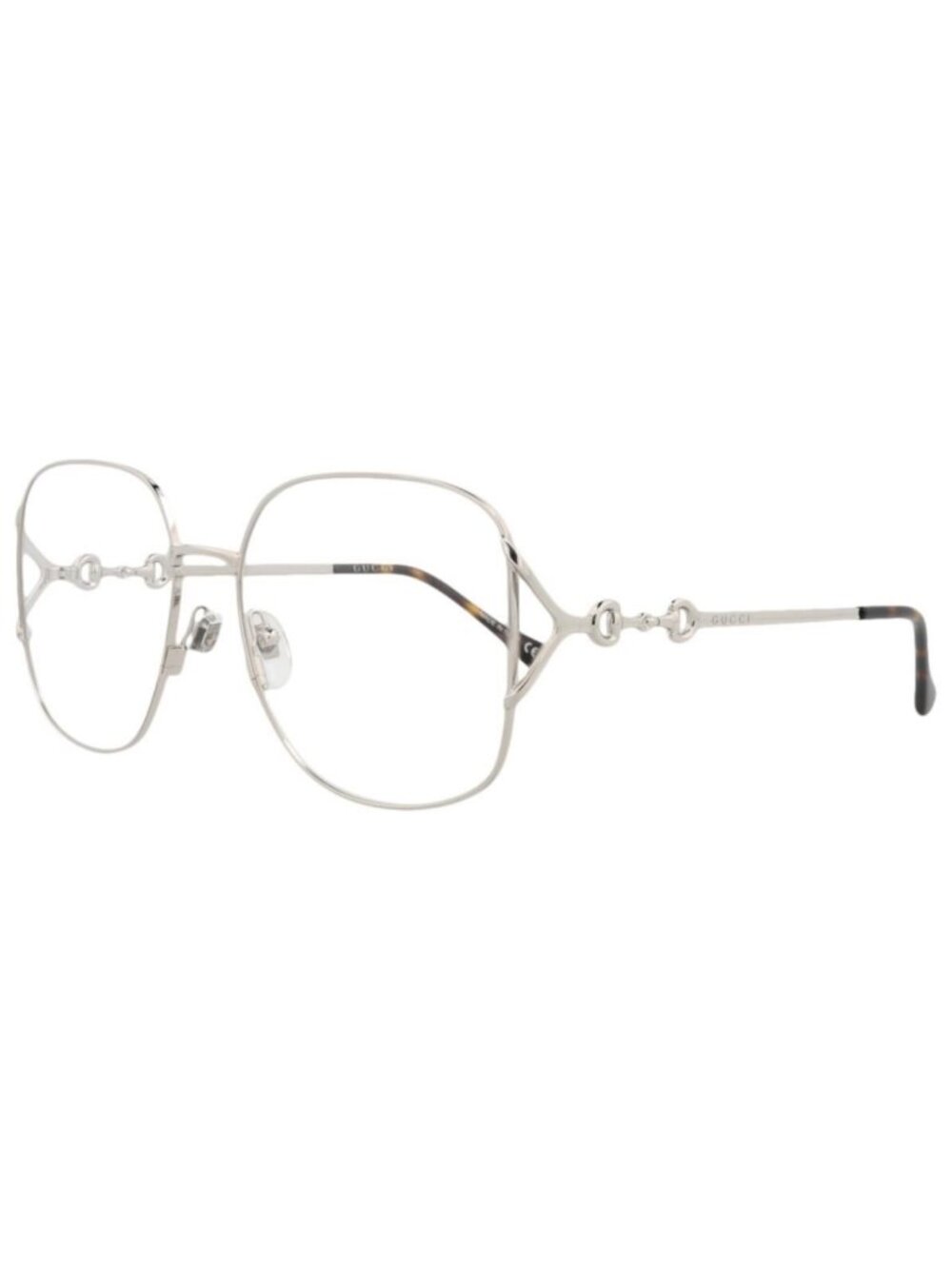 New Gucci Womens Square/Rectangle Silver Silver Transparent Fashion Designer Eye
